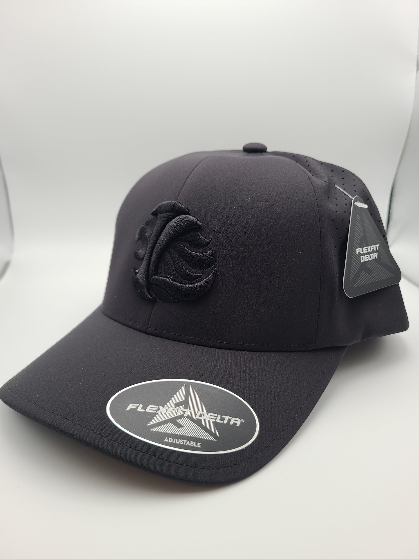 Delta® Flexfit Snapback Perforated Cap - Black on Black Lionhead