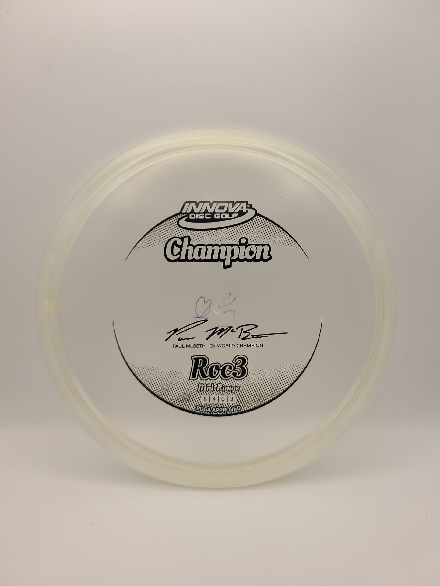 Innova Champion Roc3 Paul McBeth 2x World Champion 5/4/0/3 (Collector Kept)