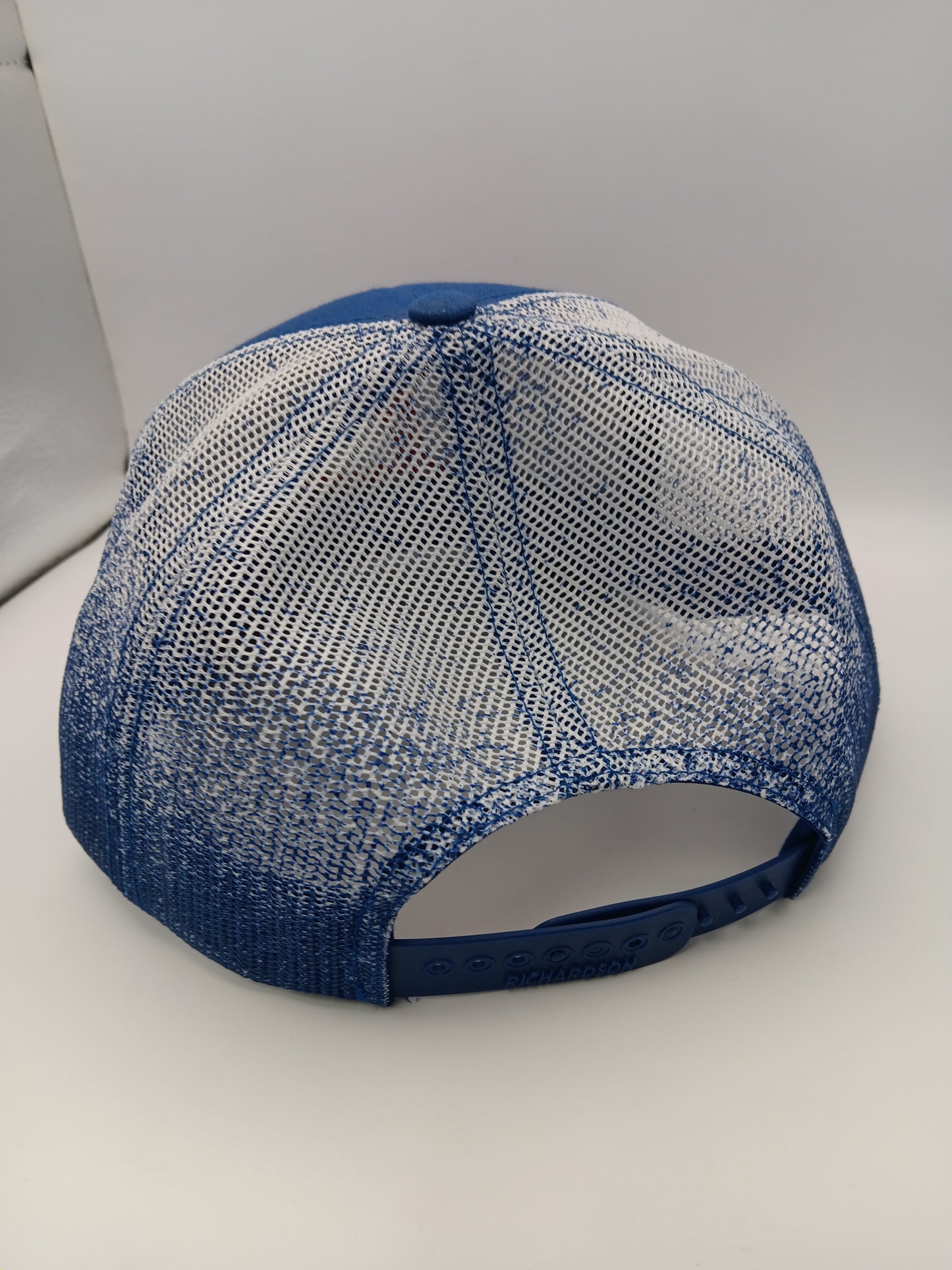 Richardson 112 Trucker - Adjustable. Blue Colorfade. White, Red IL (snap back)