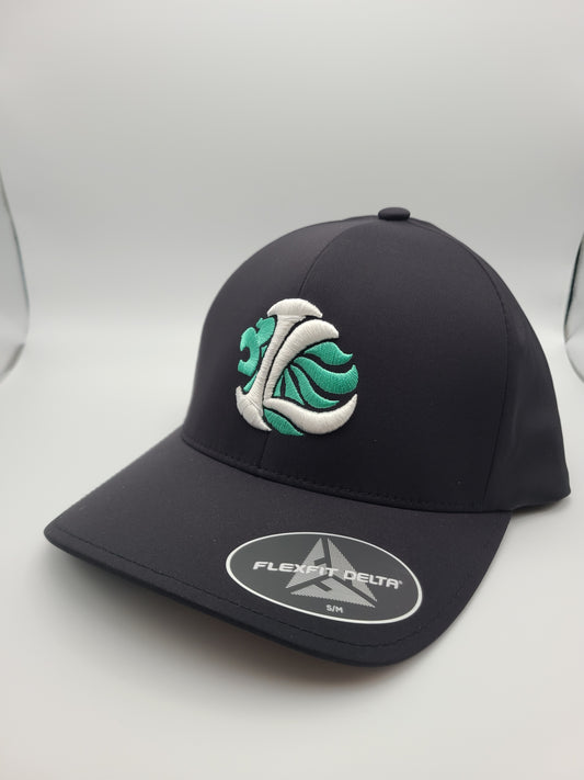 Delta Flexfit / Black- Iron Lion Lionhead Mint, White IL - (fitted)