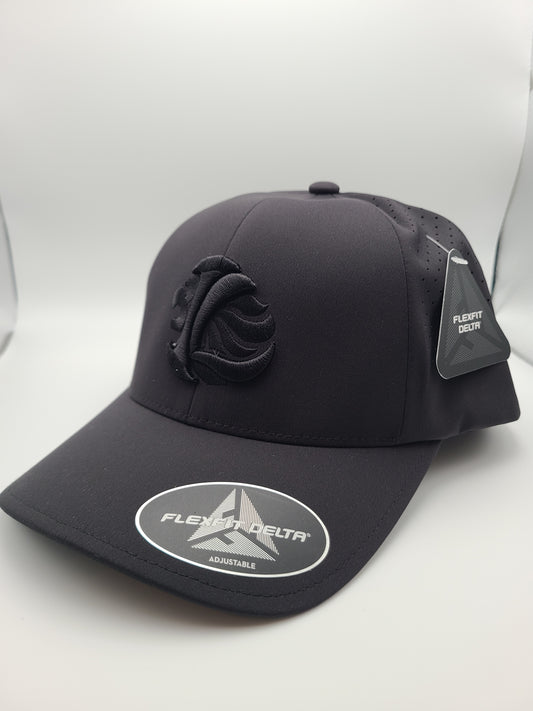 Delta® Flexfit Snapback Perforated Cap - Black on Black Lionhead