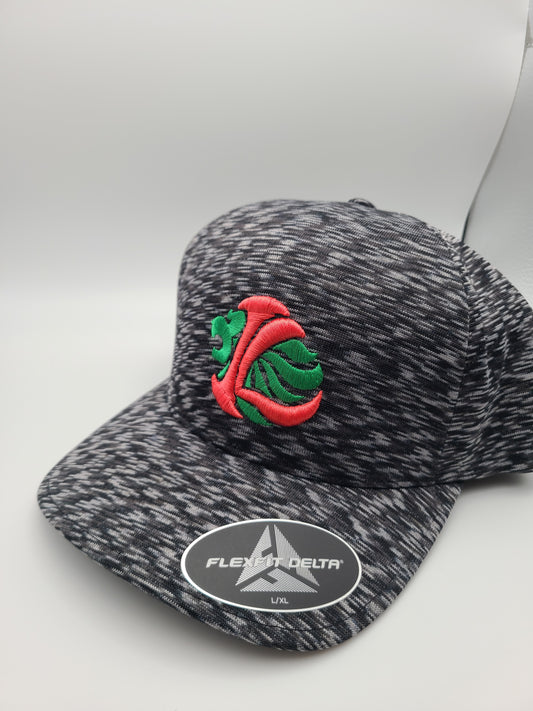 Delta Flexfit /Melange Black- Watermelon Lionhead Logo - (fitted)