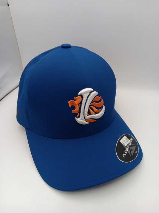 Delta Flexfit / Blue - Iron Lion Lionhead Orange, White IL - (fitted)