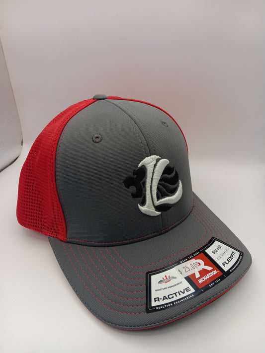Richardson no. 172 Flexfit Trucker  Grey / Red - Black, White IL ( Fitted )