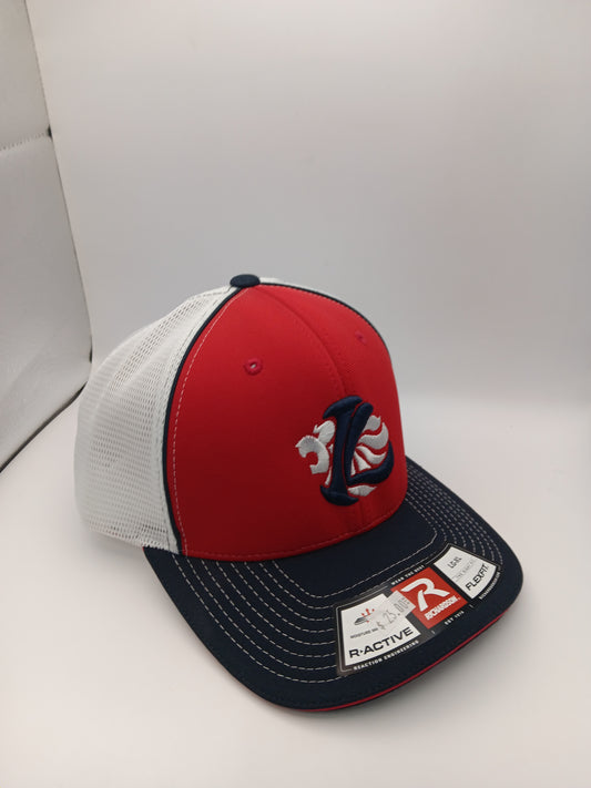 Richardson no. 172 Trucker Flexfit - Red, Navy, White - White, Navy IL  (Fitted)