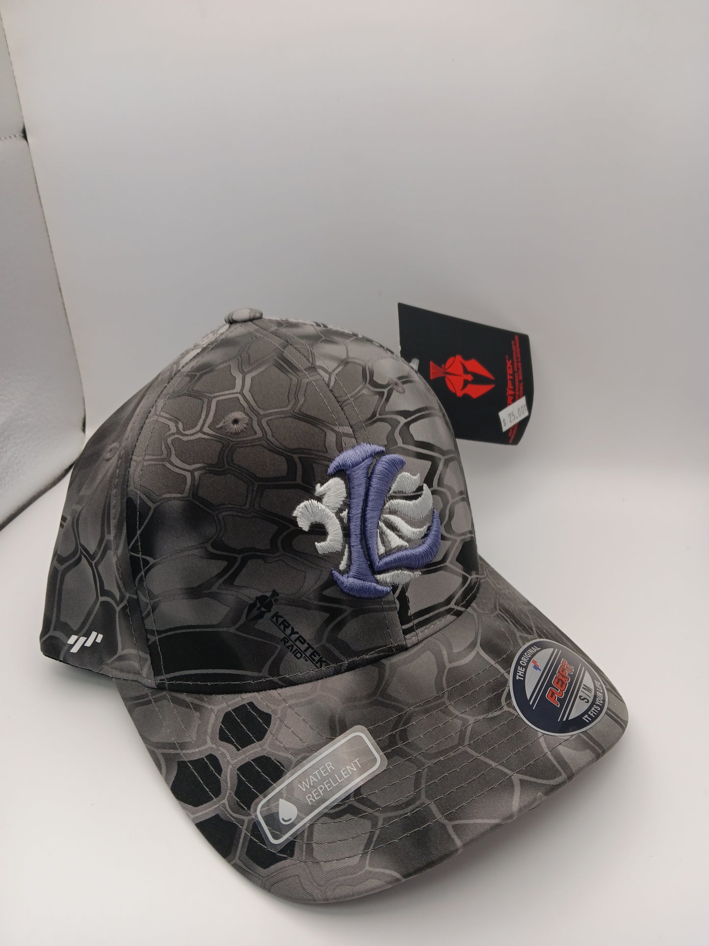 Kryptek Water Repellent Flexfit - Grey Scales - Iron Lion Lionhead White, Lilac IL  - (Fitted)