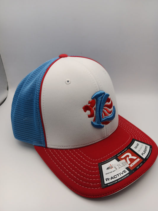 Richardson no. 172 Flexfit Trucker Red, White, Light Blue - Red, Light Blue IL ( Fitted )